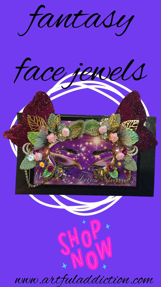 PINK FAERIE Matched Pair Adult Side Eye Frames (2)- Face Jewels - Peel and Stick Mixed Media Makeup by Karen Hansen