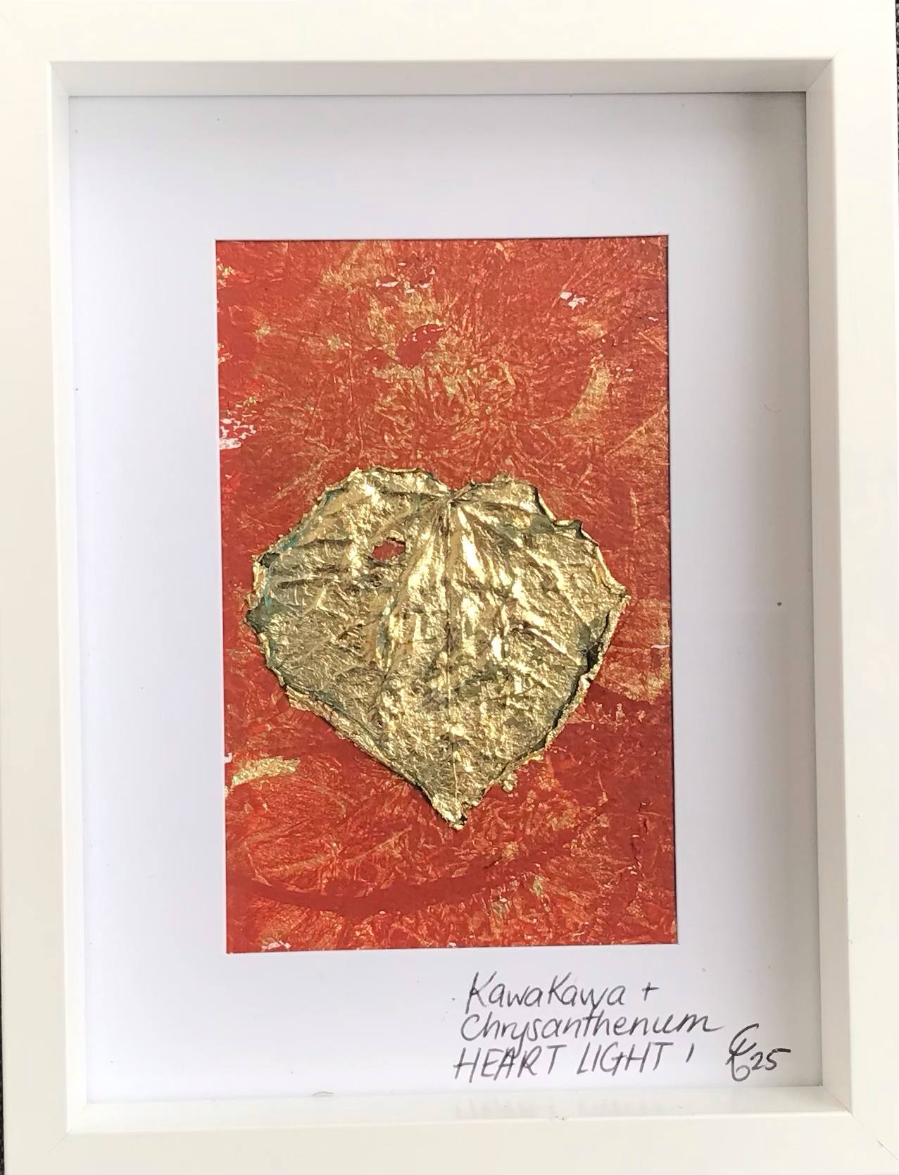 'Heart Light' - (Karen Hansen, 2025) Kawakawa, Metal Leaf and Acrylic (Framed)
