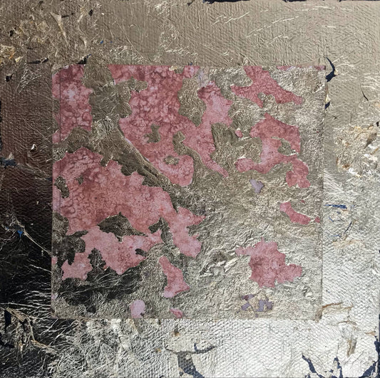 'Earthworm 1' - Sacred Red Ochre and Gold Metal Leaf on Paper and canvas (Karen Hansen, 2025)