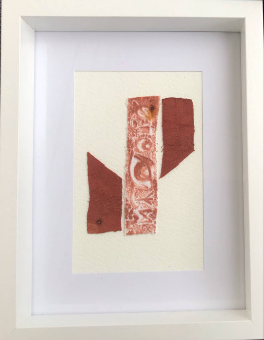 'Ritual Robe Test' - Sacred Red Ochre ink on cotton (Karen Hansen, 2024) (Framed)