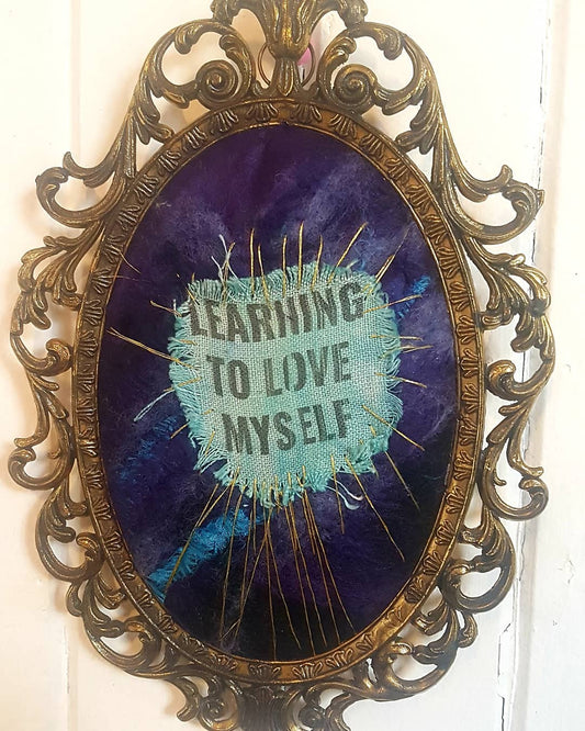 'Learning to Love' - (Karen Hansen, 2019)  Fine Linen, Merino, Ink, Brass, Antique Indigo Silk.